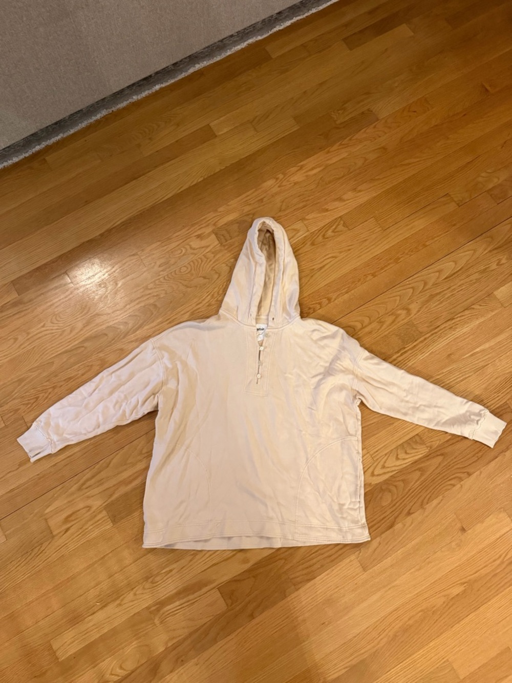 aerie Tan Button-Front Hooded Pullover